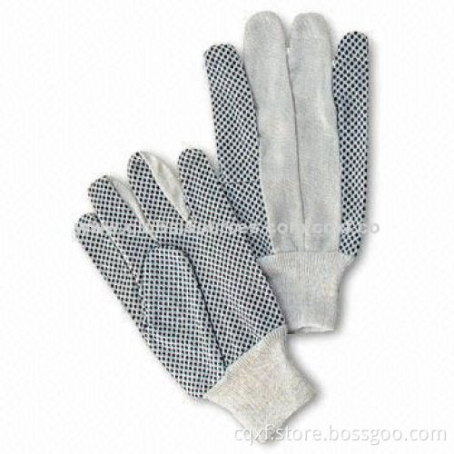 Cotton Gloves with PVC Dot, Durable Abrasion Resistance